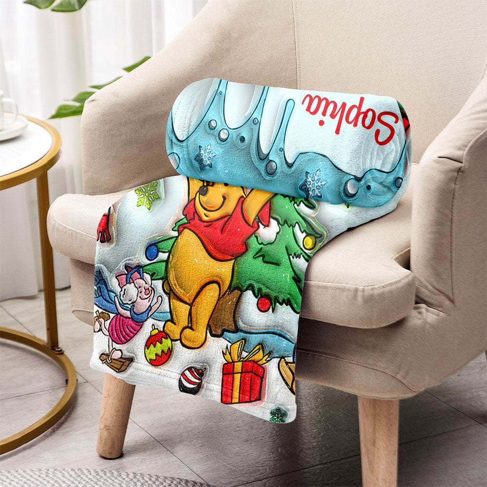 Personalized Holiday Blanket with Disney Characters Custom Name Gift for Kids