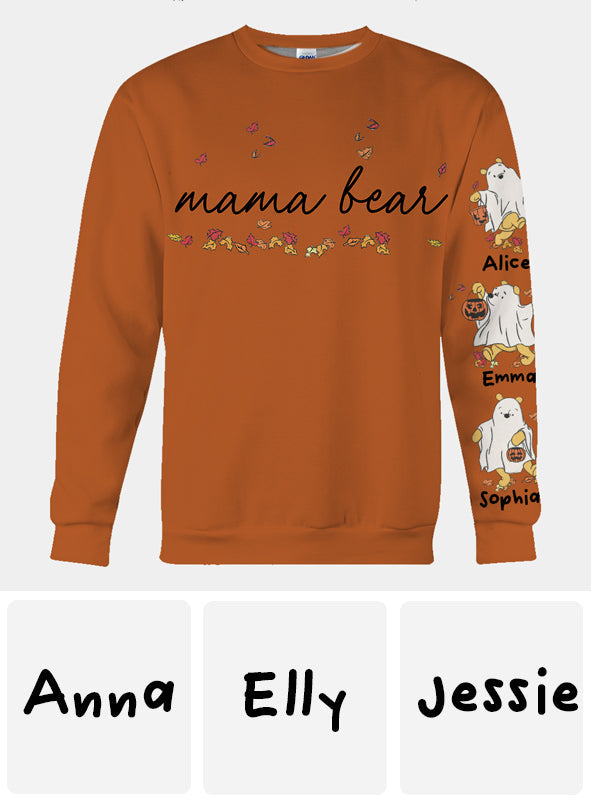 Personalized Mama Bear All Over Shirt for Mom with Custom Names