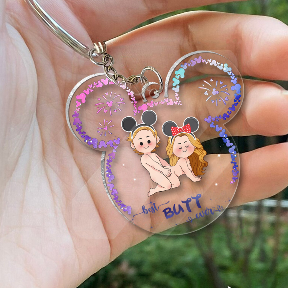 Personalized Transparent Mouse Ears Keychain Custom Gift
