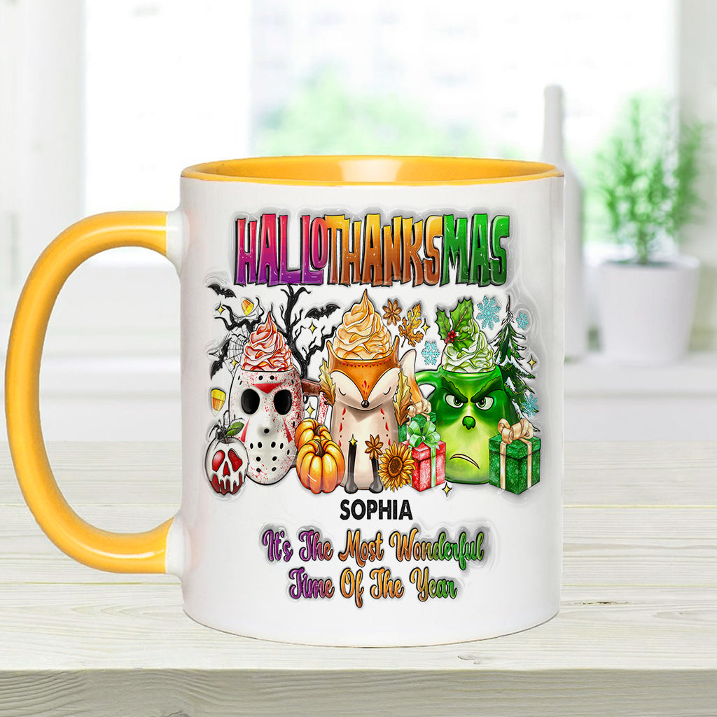 Personalized Hallothanksmas Accent Mug Custom Name Gift