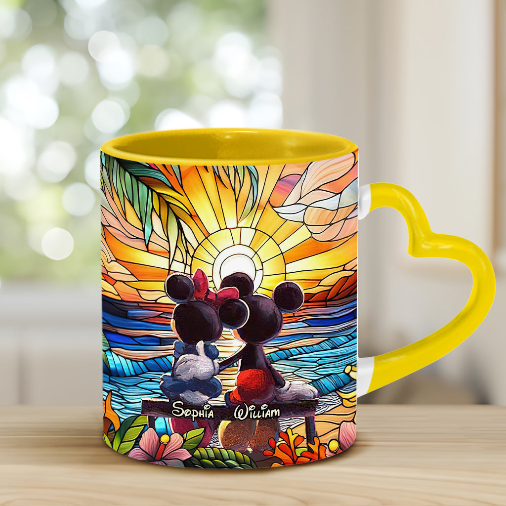 Personalized Heart Handle Mug Custom Name Gift for Couple