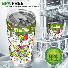 Load image into Gallery viewer, Personalized Christmas Tumbler with Green Snowflakes for Grandma
