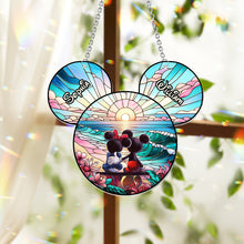 Load image into Gallery viewer, Personalized Sunrise Mouse Window Hanging Suncatcher Gift for Couples
