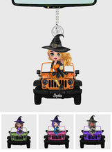 Load image into Gallery viewer, Personalized Witch Car Ornament Custom Shaped Gift for Halloween
