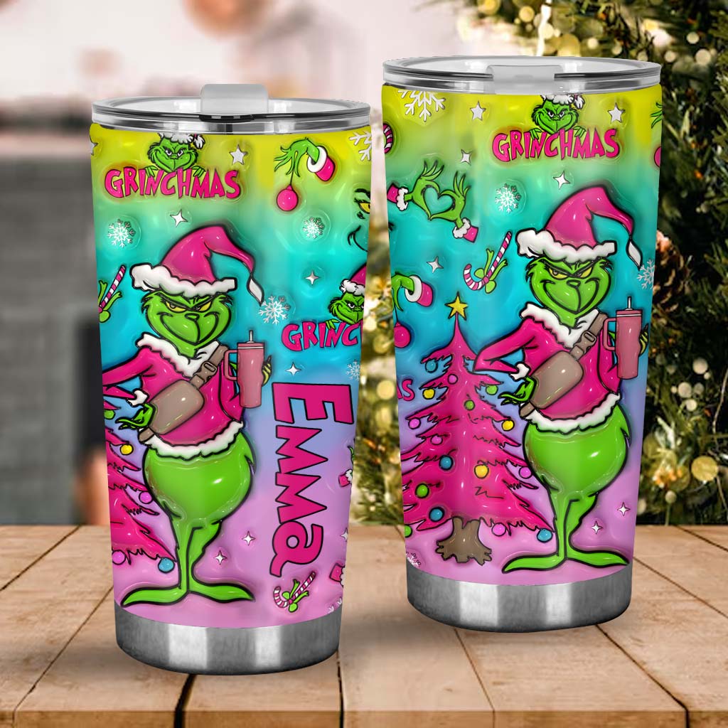 Personalized Grinch Christmas Tumbler Custom Name Gift