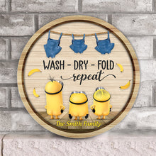 Load image into Gallery viewer, Personalized Round Wood Sign Wash Dry Fold Design Gift for Family
