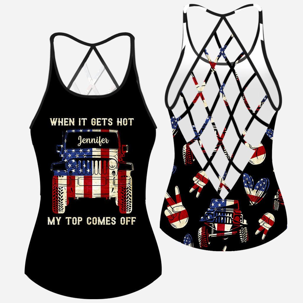 Personalized Cross Tank Top USA Flag Design Custom Name Gift