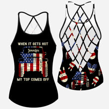 Load image into Gallery viewer, Personalized Cross Tank Top USA Flag Design Custom Name Gift

