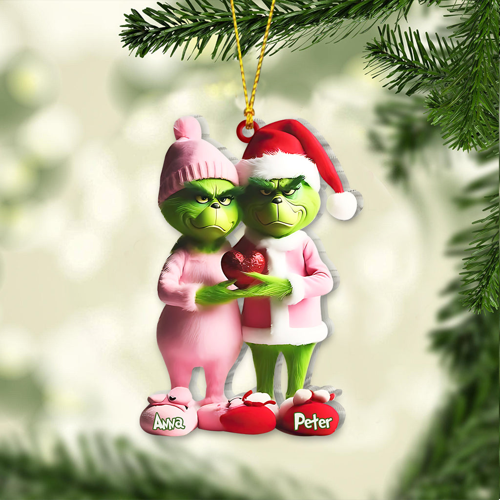 Personalized Grinchy Couple Christmas Ornament Gift