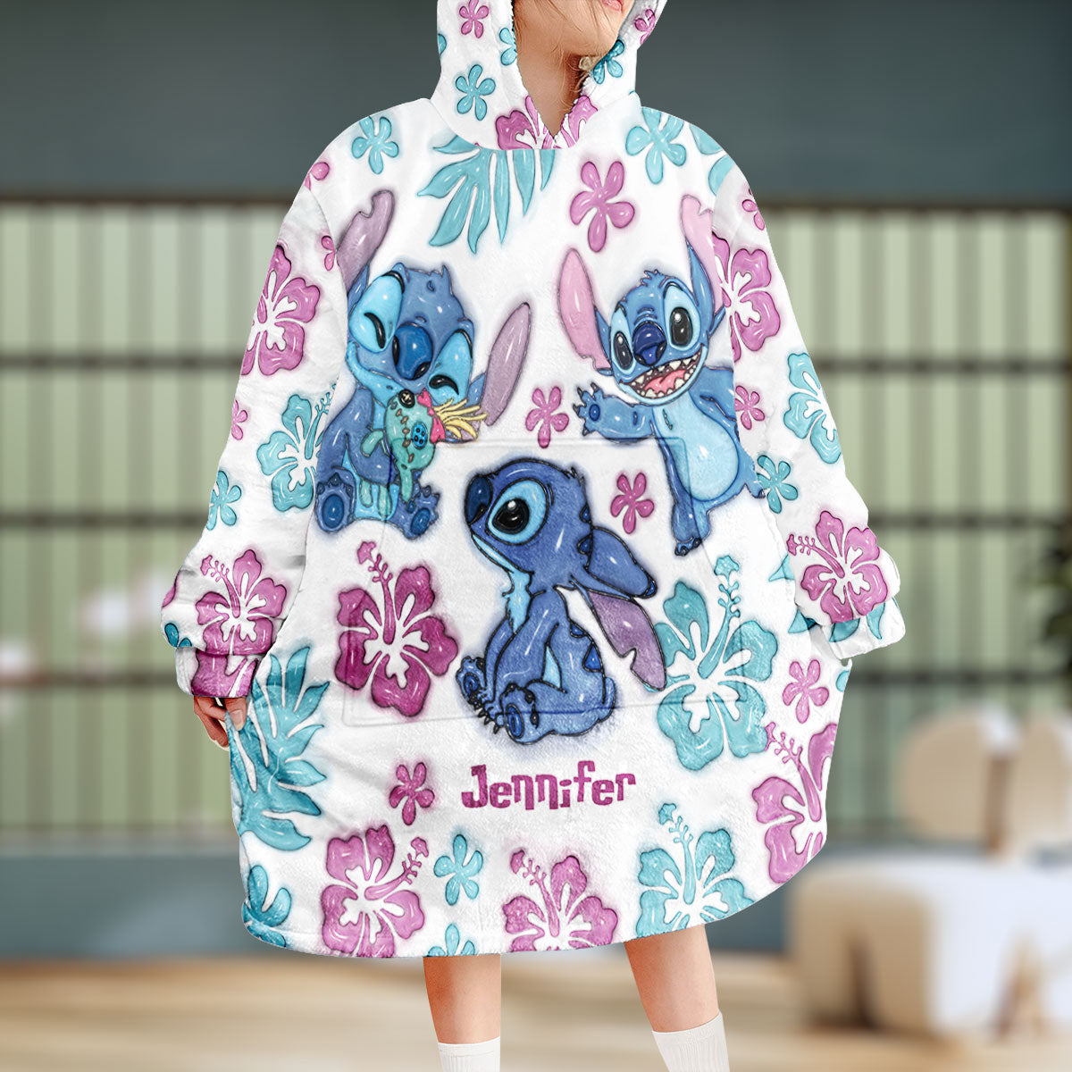 Personalized Ohana Blanket Hoodie Ultra-Soft Custom Gift for Kids