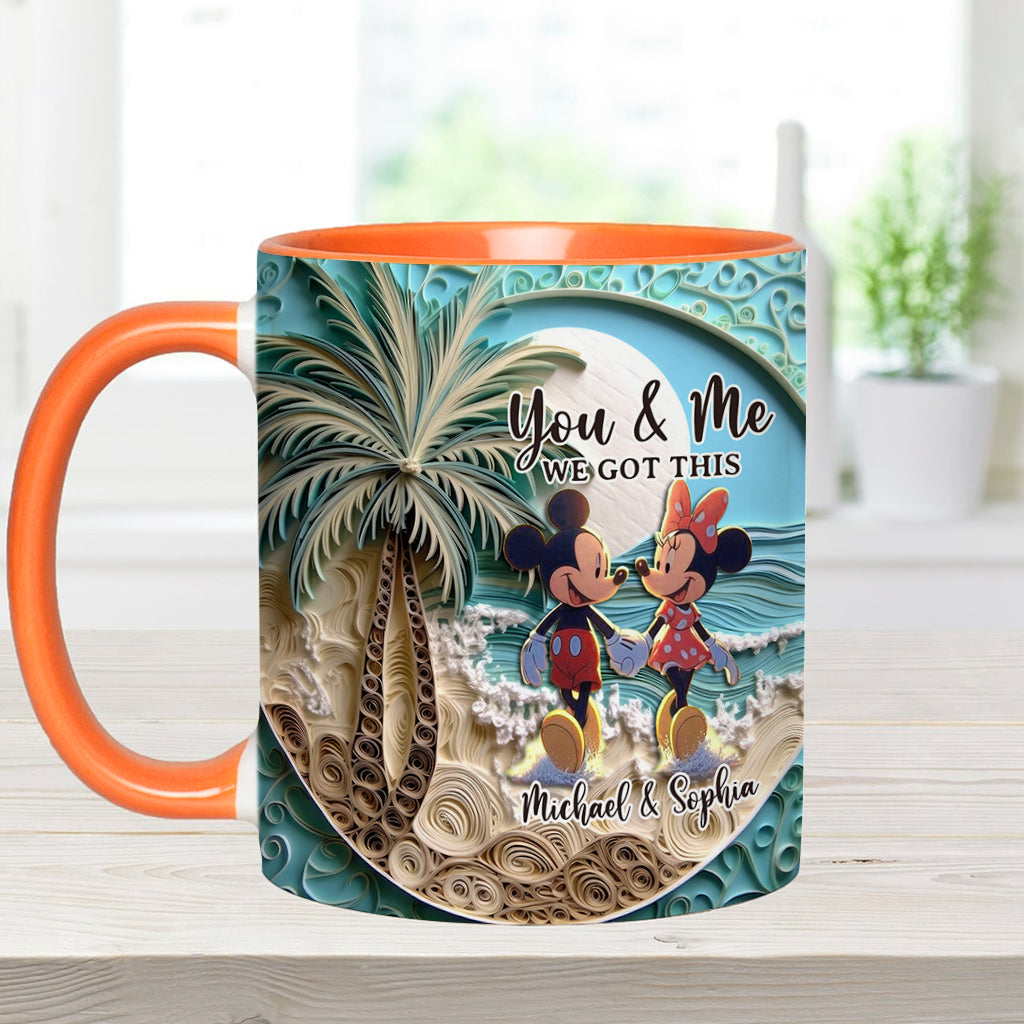Personalized Couple Beach Scene Accent Mug Custom Names Gift