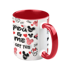Load image into Gallery viewer, Personalized Accent Mug You &amp; Me Kissing Mickey Minnie Gift for Couple
