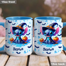 Load image into Gallery viewer, Personalized Halloween Ohana Accent Mug with Custom Name
