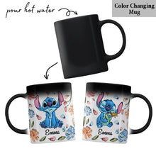 Load image into Gallery viewer, Personalized Floral Mug with Stitch Design Gift for Mom
