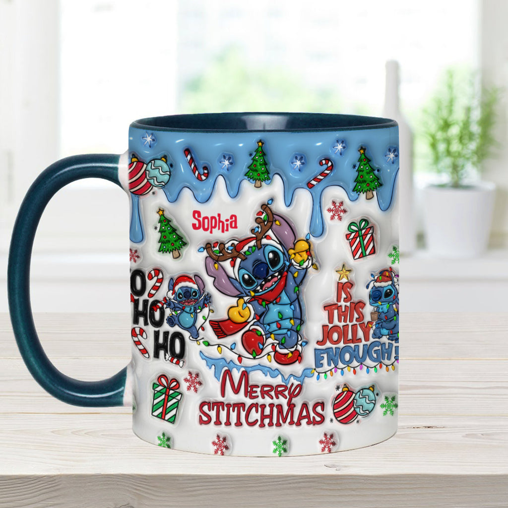 Personalized Merry Stitchmas Accent Mug Custom Name Gift