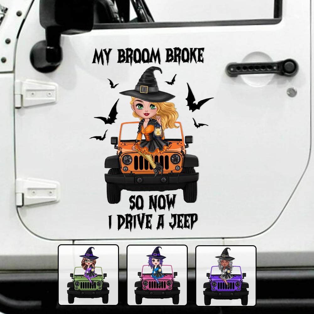 Personalized Witch Decal for Car, Jeep, Halloween Gift