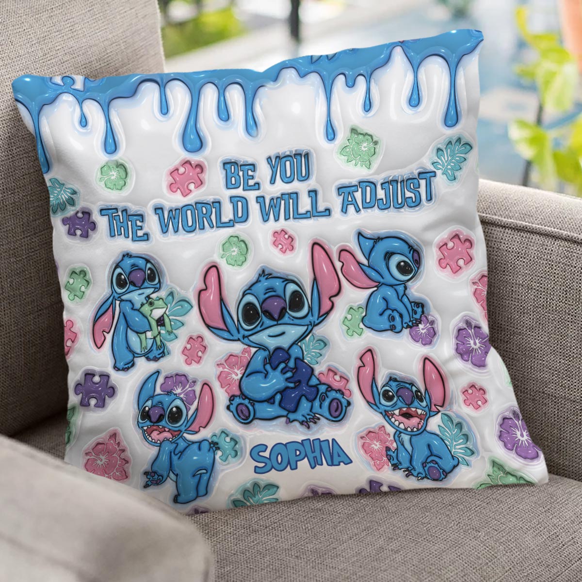 Personalized Autism Awareness Throw Pillow Custom Name Gift