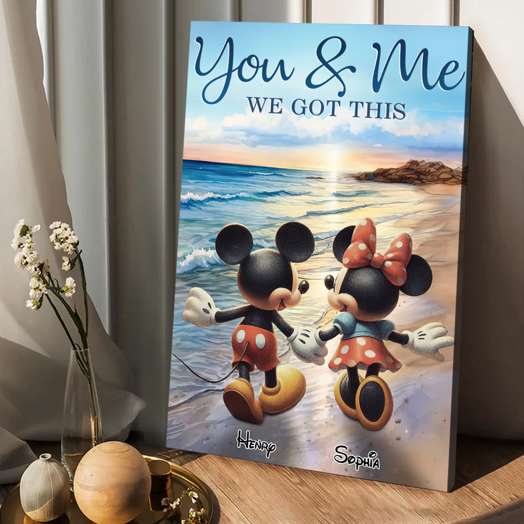 Personalized Mouse Ears Couple Retro Beach Canvas Art Gift