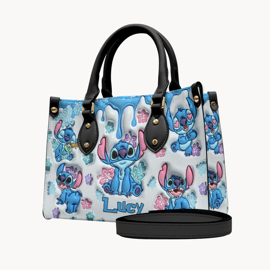 Personalized Ohana Leather Handbag Gift for Her - Floral Design