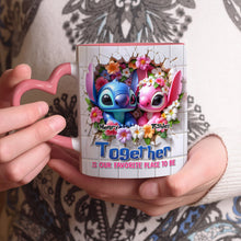 Load image into Gallery viewer, Personalized Heart Handle Mug Custom Names Couples Gift
