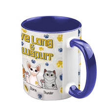 Load image into Gallery viewer, Personalized Accent Mug Live Long and Pawspurr Cat Design Gift for Pet Lovers
