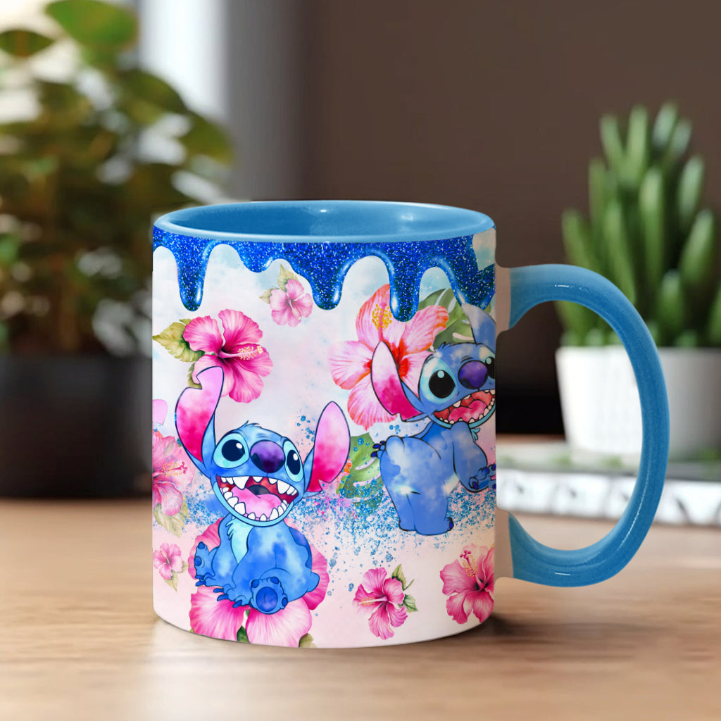 Personalized Ohana Accent Mug Colorful Floral Design Gift