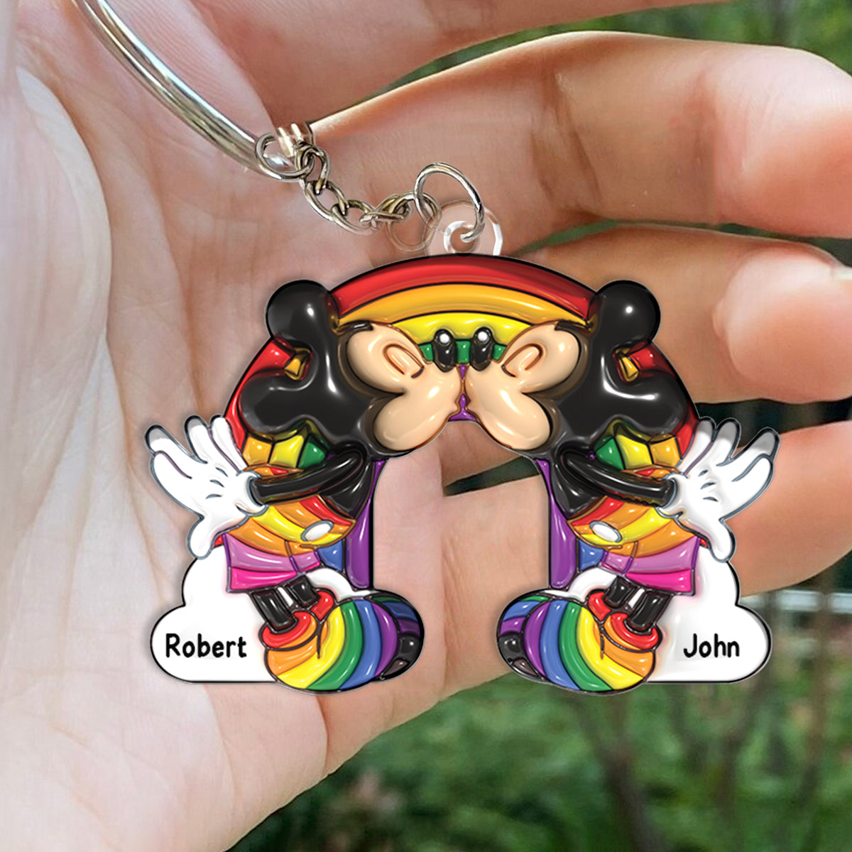 Personalized LGBT Support Keychain Custom Names for Couples
