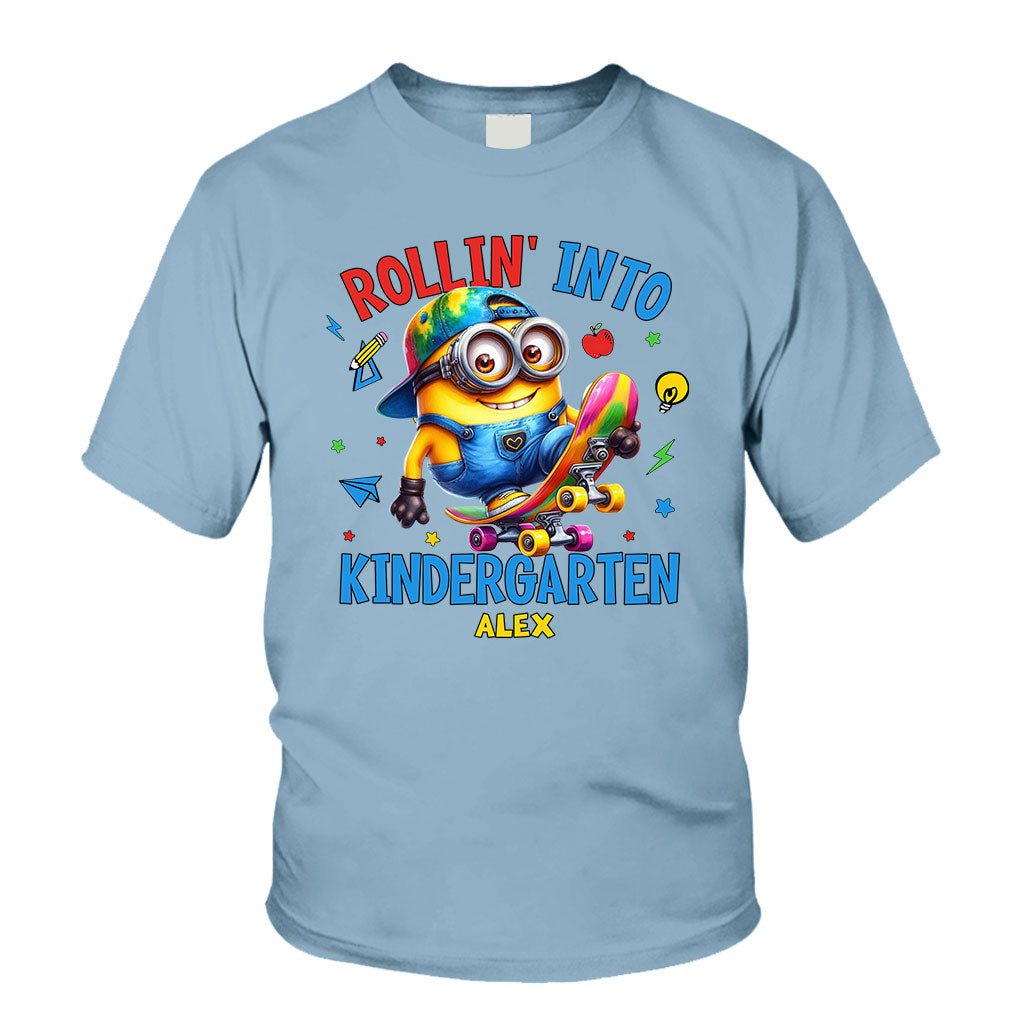 Personalized Kids T-Shirt Rollin Into Kindergarten Custom Name