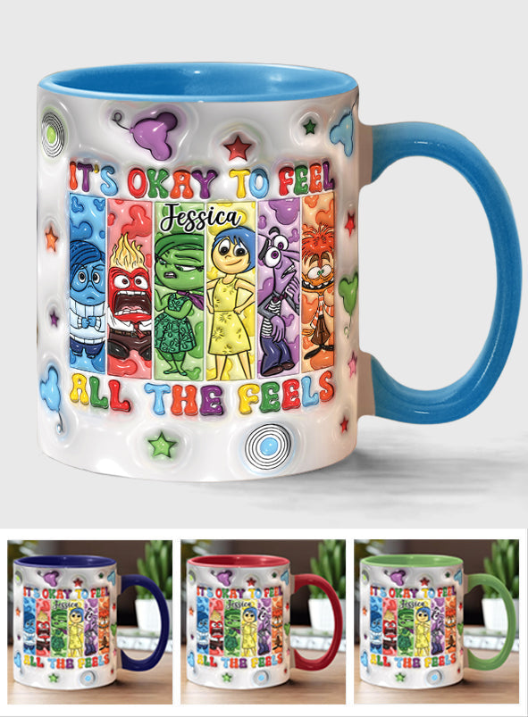 Personalized Accent Mug It's Okay To Feel All The Feels Gift for Birthday/Graduation