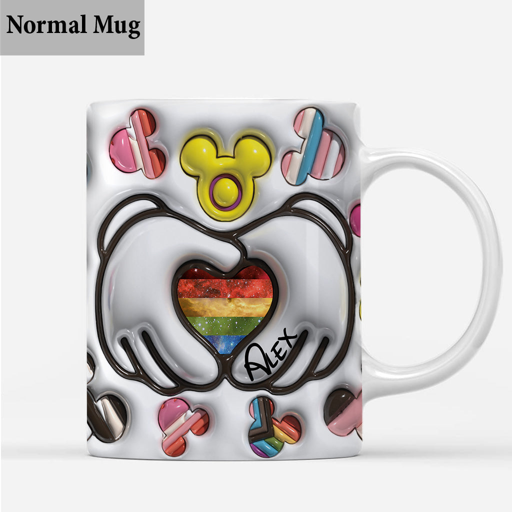 Personalized LGBT Support Mug with Custom Pride Flag Hands