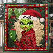 Load image into Gallery viewer, Personalized Christmas Quilt with Green Lady Design for Unique Gifts
