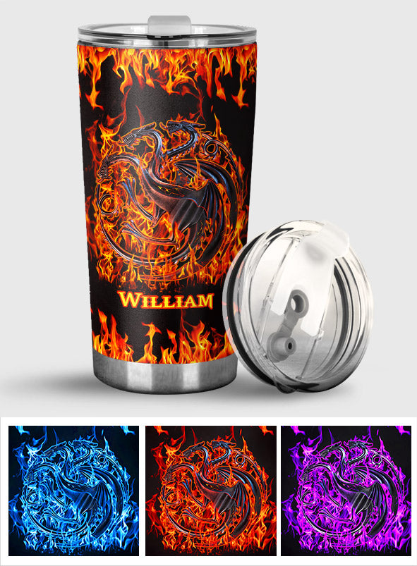 Personalized Game of Thrones Fire And Blood Tumbler Custom Name Drinkware Gift