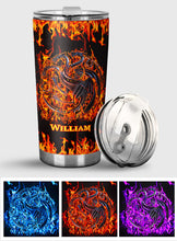 Load image into Gallery viewer, Personalized Game of Thrones Fire And Blood Tumbler Custom Name Drinkware Gift
