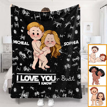 Load image into Gallery viewer, Personalized I Love Your Butt Blanket Custom Name Gift for Couples

