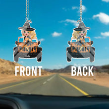 Load image into Gallery viewer, Personalized Witch Car Ornament Custom Shaped Gift for Halloween
