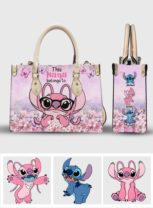 Personalized Leather Handbag with Ohana Design for Grandma - Unique Gift