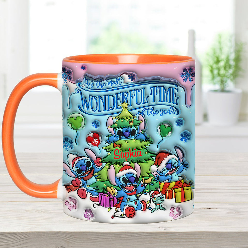 Personalized Merry Stitchmas Accent Mug Custom Name Gift for Christmas