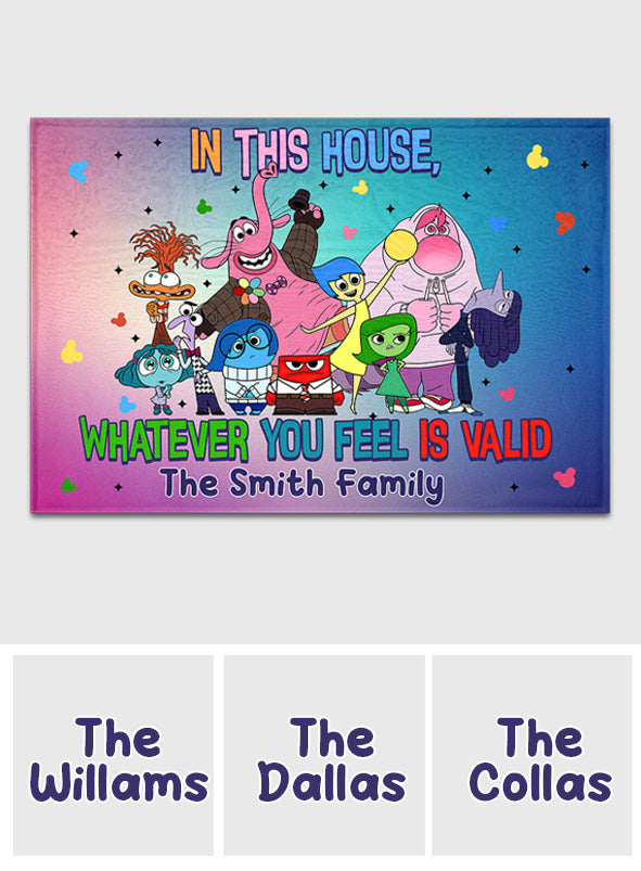 Personalized Doormat Colorful House Theme Custom Family Name Gift