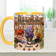 Load image into Gallery viewer, Personalized Three Witches Accent Mug for Fall Coffee Lovers
