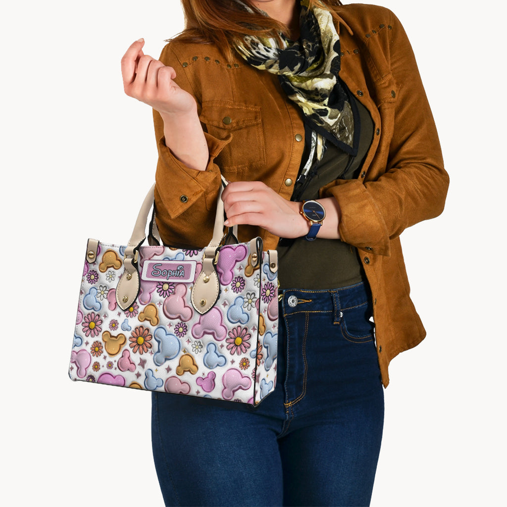 Personalized Leather Handbag with Disney Design for Her