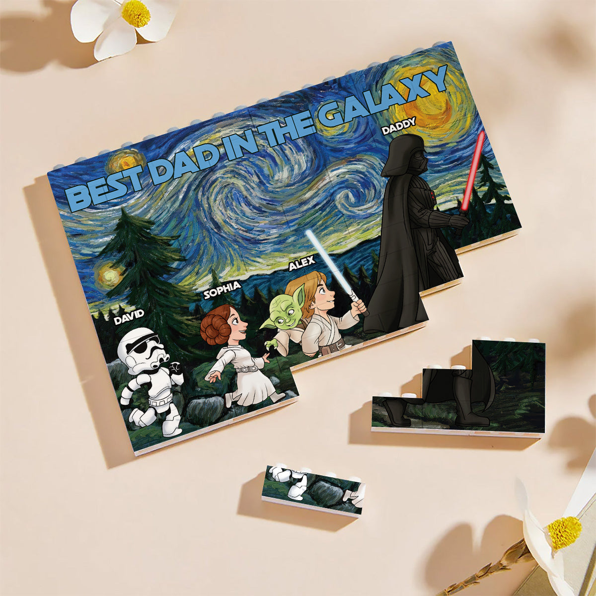 Personalized Best Dad in the Galaxy Building Block Set Gift