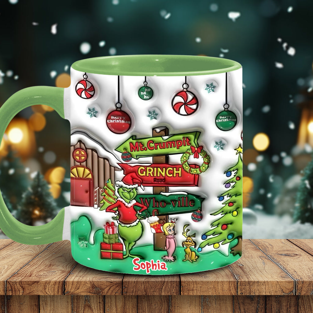 Personalized Christmas Accent Mug Grinch Design Custom Name Gift