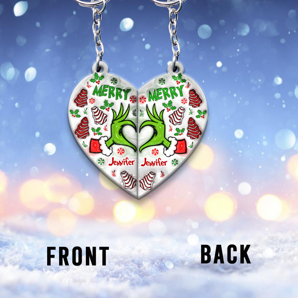 Personalized Christmas Couple Matching Keychain Custom Name Gift