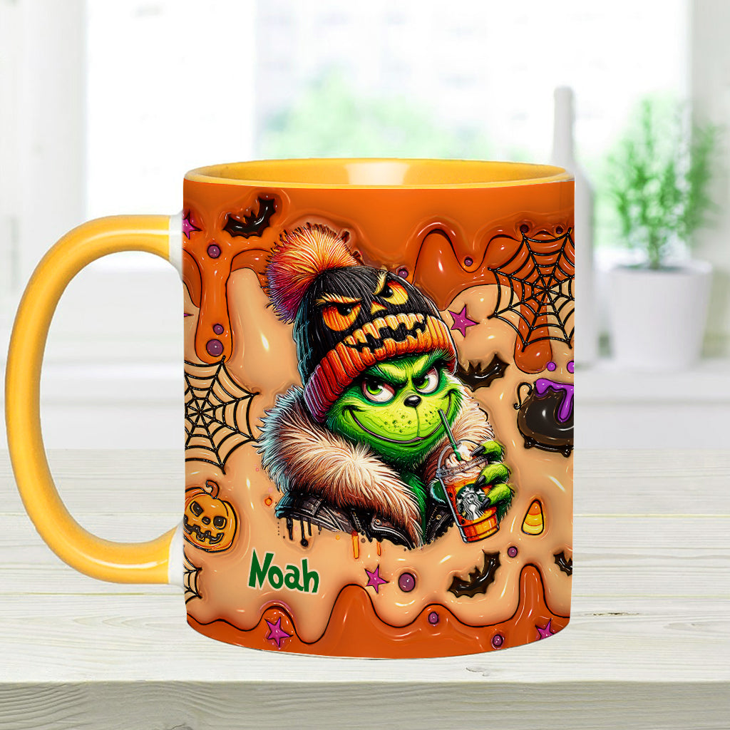Personalized Halloween Grinch Accent Mug Custom Name Gift