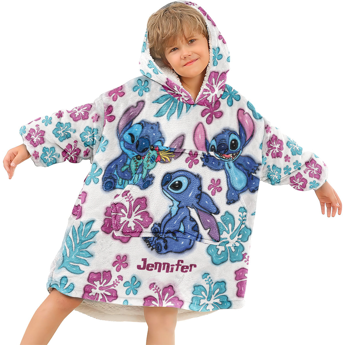 Personalized Ohana Blanket Hoodie Ultra-Soft Custom Gift for Kids