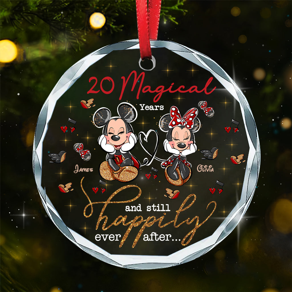 Personalized Round Glass Ornament Custom Love Gift for Couples