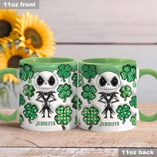 Load image into Gallery viewer, Personalized Nightmare Accent Mug with Shamrocks for Mom
