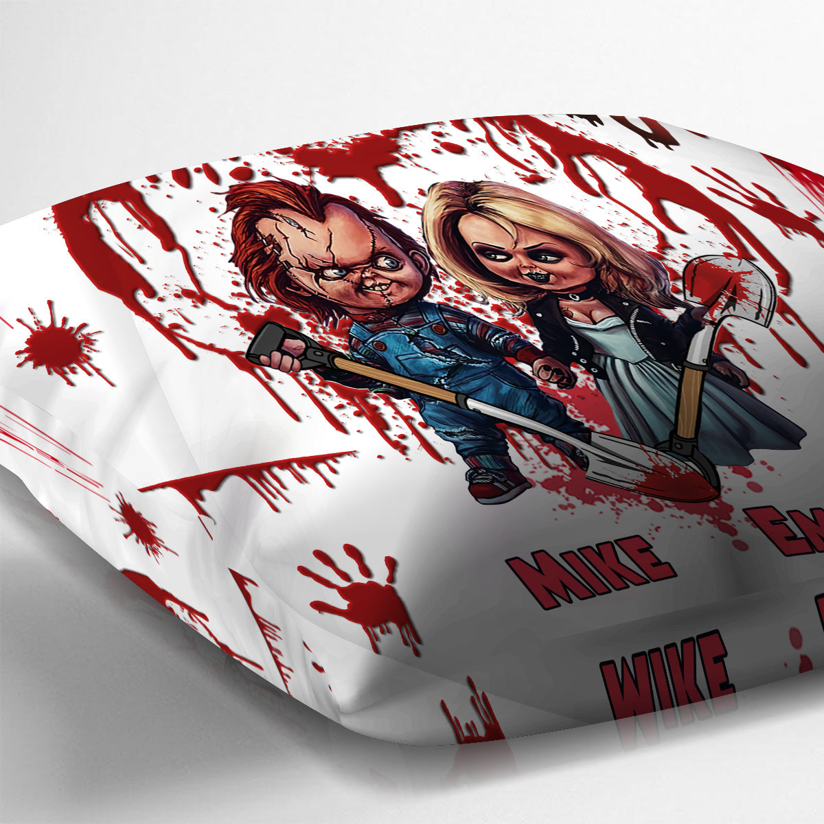 Personalized Horror Throw Pillow Custom Names Couples Gift