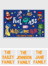Load image into Gallery viewer, Personalized Doormat All Feelings Are Welcome Here for Family
