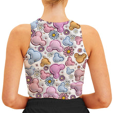 Load image into Gallery viewer, Personalized Floral Mouse Ears Crop Tank Top for Women
